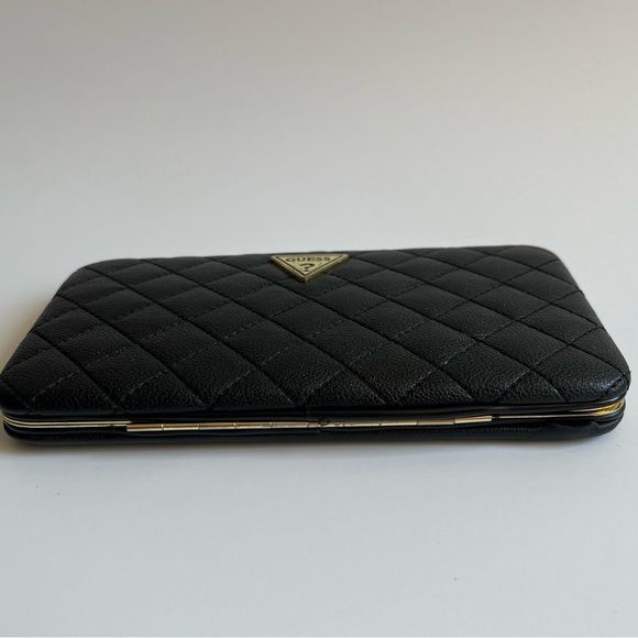 GUESS- Black and Gold Medium Wallet with Quilted Design - Picture 3 of 5